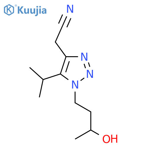 2-1-(3-hydroxybutyl)-5-(propan-2-yl)-1H-1,2,3-triazol-4-ylacetonitrile structure