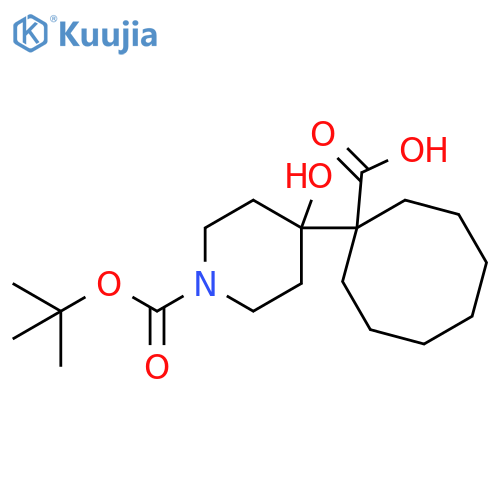 1-{1-(tert-butoxy)carbonyl-4-hydroxypiperidin-4-yl}cyclooctane-1-carboxylic acid structure