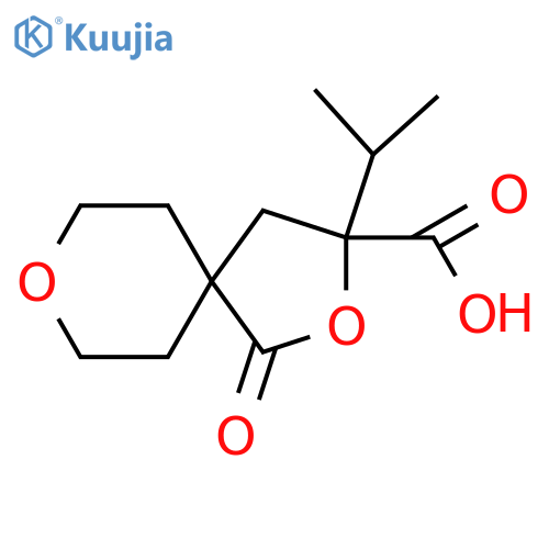 1-oxo-3-(propan-2-yl)-2,8-dioxaspiro4.5decane-3-carboxylic acid structure