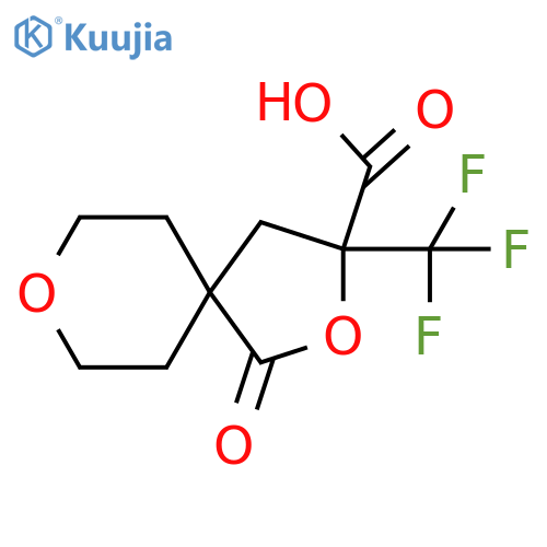 1-oxo-3-(trifluoromethyl)-2,8-dioxaspiro4.5decane-3-carboxylic acid structure