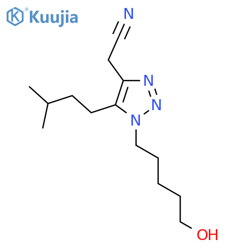 2-1-(5-hydroxypentyl)-5-(3-methylbutyl)-1H-1,2,3-triazol-4-ylacetonitrile structure