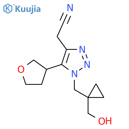 2-(1-{1-(hydroxymethyl)cyclopropylmethyl}-5-(oxolan-3-yl)-1H-1,2,3-triazol-4-yl)acetonitrile structure
