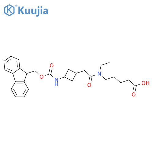 5-{N-ethyl-2-3-({(9H-fluoren-9-yl)methoxycarbonyl}amino)cyclobutylacetamido}pentanoic acid structure