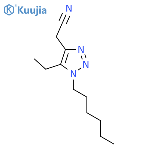 2-(5-ethyl-1-hexyl-1H-1,2,3-triazol-4-yl)acetonitrile structure