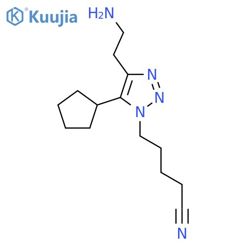 5-4-(2-aminoethyl)-5-cyclopentyl-1H-1,2,3-triazol-1-ylpentanenitrile structure