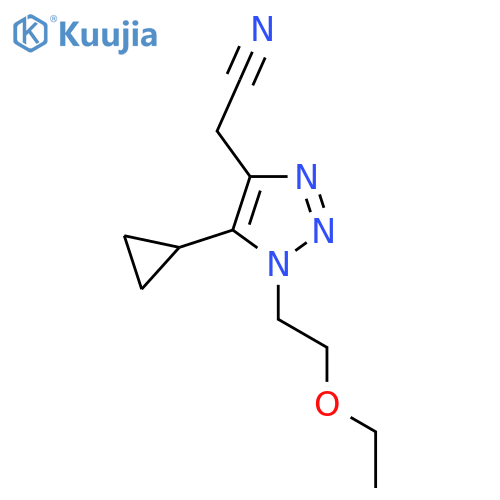 2-[5-cyclopropyl-1-(2-ethoxyethyl)-1H-1,2,3-triazol-4-yl]acetonitrile structure