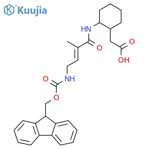 2-{2-4-({(9H-fluoren-9-yl)methoxycarbonyl}amino)-2-methylbut-2-enamidocyclohexyl}acetic acid structure