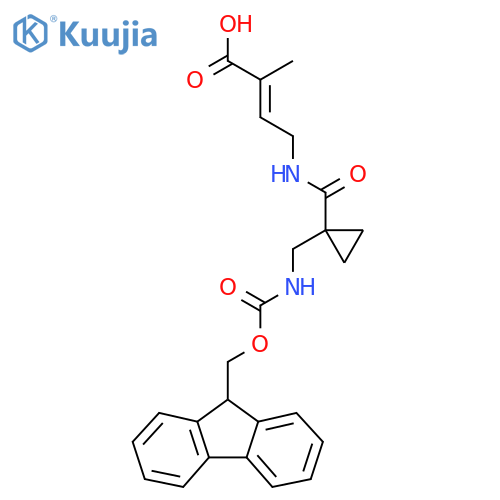 4-({1-({(9H-fluoren-9-yl)methoxycarbonyl}amino)methylcyclopropyl}formamido)-2-methylbut-2-enoic acid structure