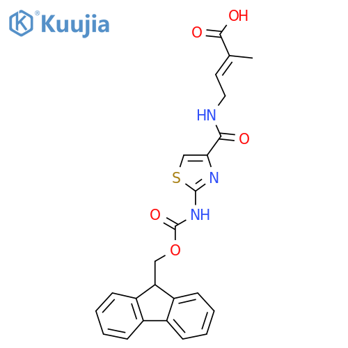 4-{2-({(9H-fluoren-9-yl)methoxycarbonyl}amino)-1,3-thiazol-4-ylformamido}-2-methylbut-2-enoic acid structure