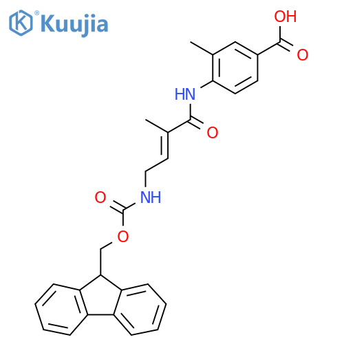 4-4-({(9H-fluoren-9-yl)methoxycarbonyl}amino)-2-methylbut-2-enamido-3-methylbenzoic acid structure