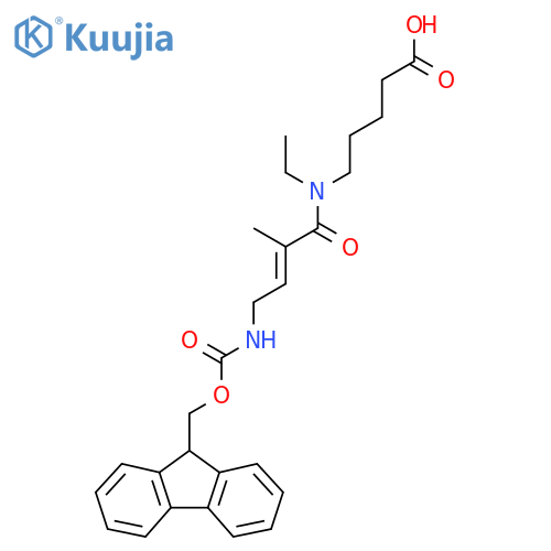 5-N-ethyl-4-({(9H-fluoren-9-yl)methoxycarbonyl}amino)-2-methylbut-2-enamidopentanoic acid structure