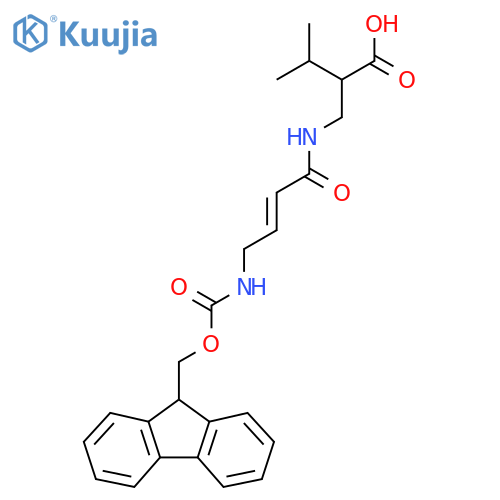 2-{4-({(9H-fluoren-9-yl)methoxycarbonyl}amino)but-2-enamidomethyl}-3-methylbutanoic acid structure