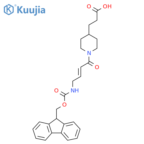 3-{1-4-({(9H-fluoren-9-yl)methoxycarbonyl}amino)but-2-enoylpiperidin-4-yl}propanoic acid structure