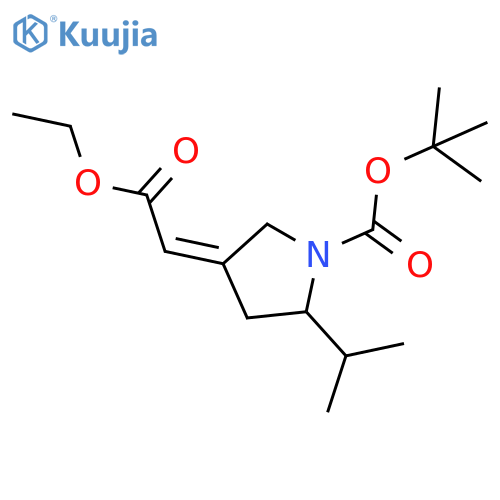 tert-butyl (4Z)-4-(2-ethoxy-2-oxoethylidene)-2-(propan-2-yl)pyrrolidine-1-carboxylate structure