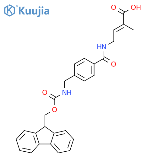 4-({4-({(9H-fluoren-9-yl)methoxycarbonyl}amino)methylphenyl}formamido)-2-methylbut-2-enoic acid structure