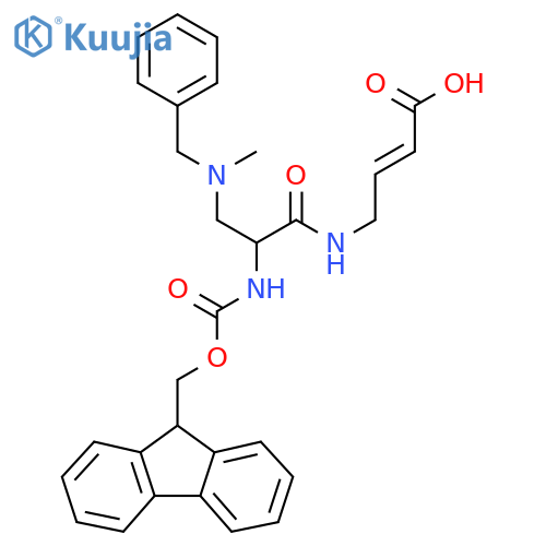 4-{3-benzyl(methyl)amino-2-({(9H-fluoren-9-yl)methoxycarbonyl}amino)propanamido}but-2-enoic acid structure