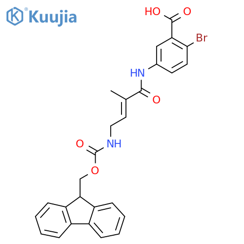 2-bromo-5-4-({(9H-fluoren-9-yl)methoxycarbonyl}amino)-2-methylbut-2-enamidobenzoic acid structure