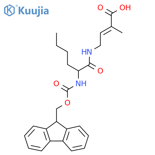 4-2-({(9H-fluoren-9-yl)methoxycarbonyl}amino)hexanamido-2-methylbut-2-enoic acid structure
