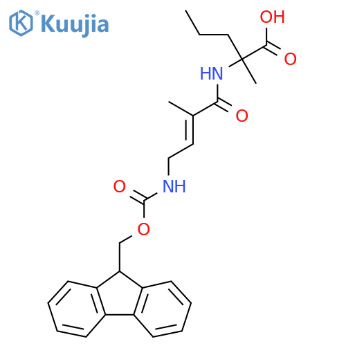 2-4-({(9H-fluoren-9-yl)methoxycarbonyl}amino)-2-methylbut-2-enamido-2-methylpentanoic acid structure