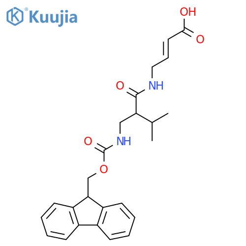 4-{2-({(9H-fluoren-9-yl)methoxycarbonyl}amino)methyl-3-methylbutanamido}but-2-enoic acid structure