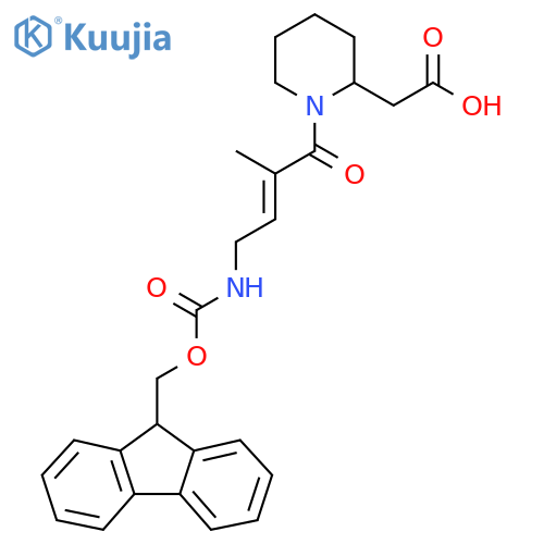 2-{1-4-({(9H-fluoren-9-yl)methoxycarbonyl}amino)-2-methylbut-2-enoylpiperidin-2-yl}acetic acid structure