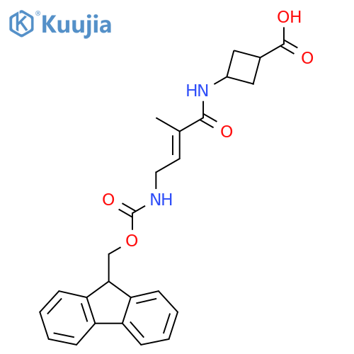 3-4-({(9H-fluoren-9-yl)methoxycarbonyl}amino)-2-methylbut-2-enamidocyclobutane-1-carboxylic acid structure