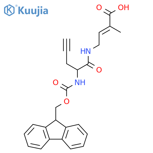 4-2-({(9H-fluoren-9-yl)methoxycarbonyl}amino)pent-4-ynamido-2-methylbut-2-enoic acid structure