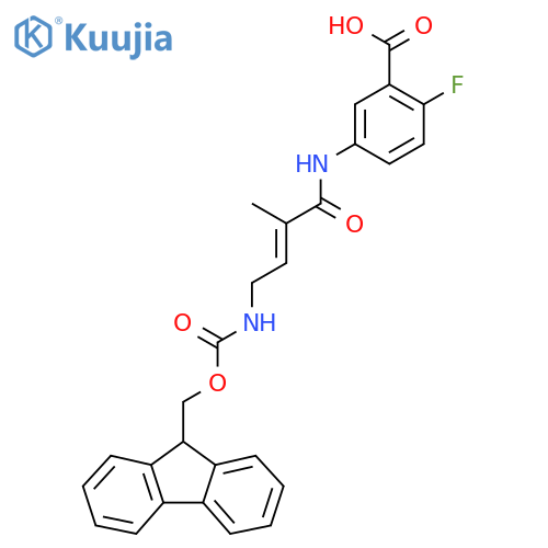 5-4-({(9H-fluoren-9-yl)methoxycarbonyl}amino)-2-methylbut-2-enamido-2-fluorobenzoic acid structure