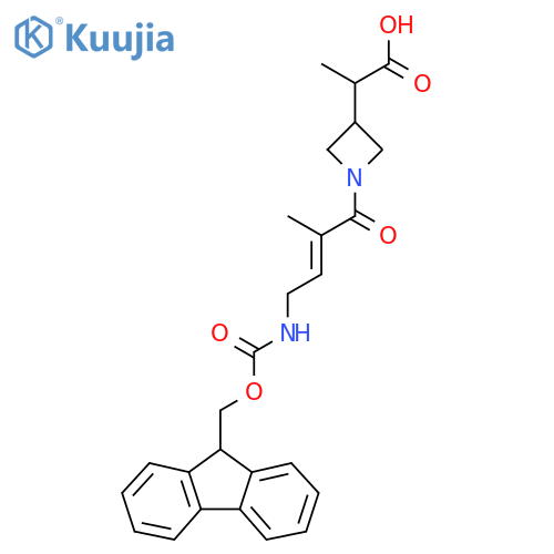 2-{1-4-({(9H-fluoren-9-yl)methoxycarbonyl}amino)-2-methylbut-2-enoylazetidin-3-yl}propanoic acid structure