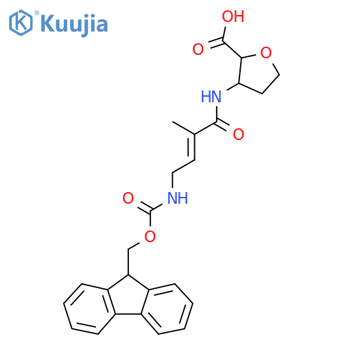 3-4-({(9H-fluoren-9-yl)methoxycarbonyl}amino)-2-methylbut-2-enamidooxolane-2-carboxylic acid structure