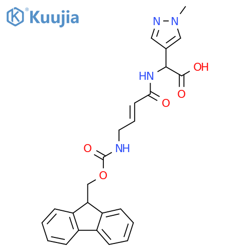 2-4-({(9H-fluoren-9-yl)methoxycarbonyl}amino)but-2-enamido-2-(1-methyl-1H-pyrazol-4-yl)acetic acid structure
