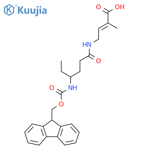 4-4-({(9H-fluoren-9-yl)methoxycarbonyl}amino)hexanamido-2-methylbut-2-enoic acid structure