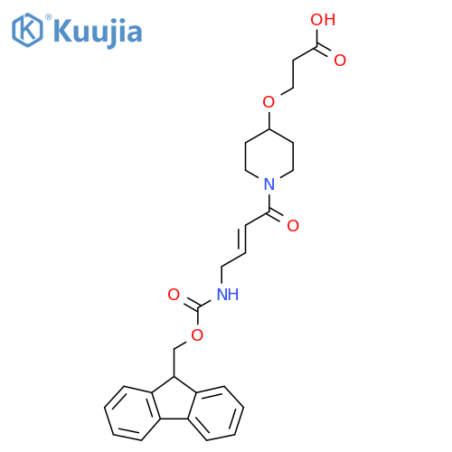 3-({1-4-({(9H-fluoren-9-yl)methoxycarbonyl}amino)but-2-enoylpiperidin-4-yl}oxy)propanoic acid structure