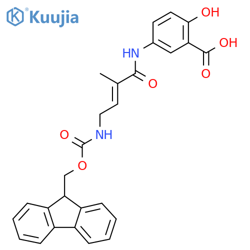 5-4-({(9H-fluoren-9-yl)methoxycarbonyl}amino)-2-methylbut-2-enamido-2-hydroxybenzoic acid structure