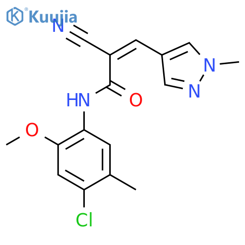 (Z)-N-(4-Chloro-2-methoxy-5-methylphenyl)-2-cyano-3-(1-methylpyrazol-4-yl)prop-2-enamide structure