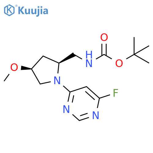 tert-butyl N-{[(2S,4S)-1-(6-fluoropyrimidin-4-yl)-4-methoxypyrrolidin-2-yl]methyl}carbamate structure