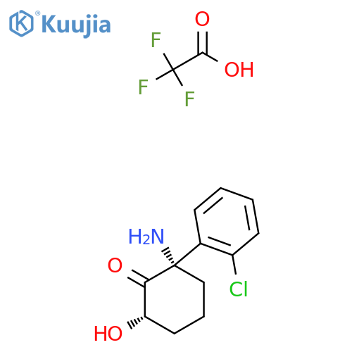 rac-(2R,6R)-2-amino-2-(2-chlorophenyl)-6-hydroxycyclohexan-1-one, trifluoroacetic acid structure
