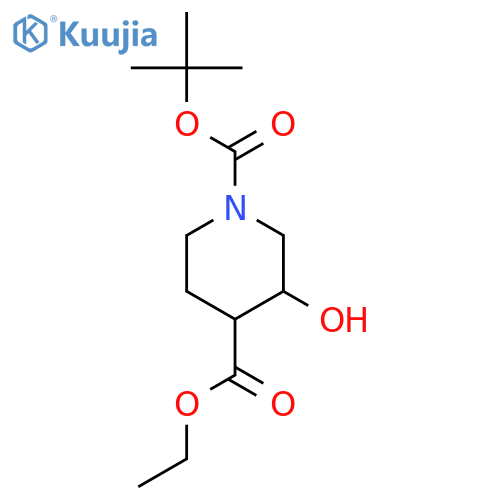 O1-tert-butyl O4-ethyl 3-hydroxypiperidine-1,4-dicarboxylate structure