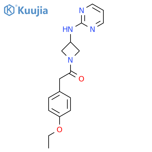 2-(4-ethoxyphenyl)-1-{3-(pyrimidin-2-yl)aminoazetidin-1-yl}ethan-1-one structure