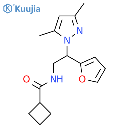 N-2-(3,5-dimethyl-1H-pyrazol-1-yl)-2-(furan-2-yl)ethylcyclobutanecarboxamide structure