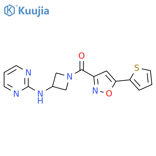 N-{1-[5-(thiophen-2-yl)-1,2-oxazole-3-carbonyl]azetidin-3-yl}pyrimidin-2-amine structure