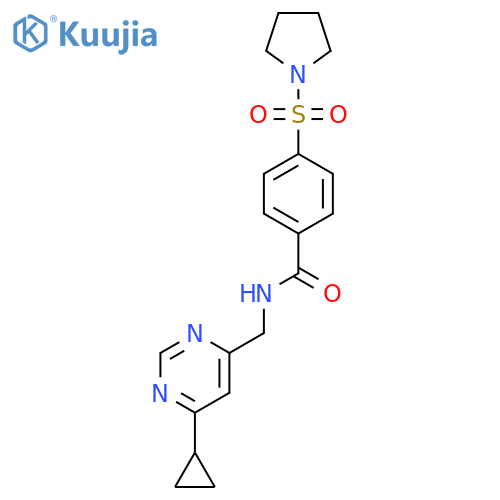 N-[(6-cyclopropylpyrimidin-4-yl)methyl]-4-(pyrrolidine-1-sulfonyl)benzamide structure
