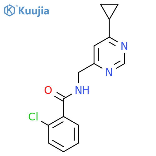 2-chloro-N-[(6-cyclopropylpyrimidin-4-yl)methyl]benzamide structure