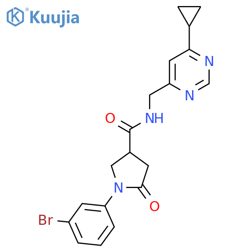 1-(3-bromophenyl)-N-[(6-cyclopropylpyrimidin-4-yl)methyl]-5-oxopyrrolidine-3-carboxamide structure