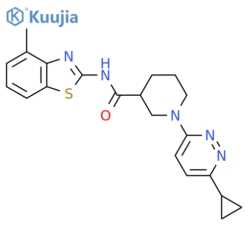 1-(6-cyclopropylpyridazin-3-yl)-N-(4-methyl-1,3-benzothiazol-2-yl)piperidine-3-carboxamide structure
