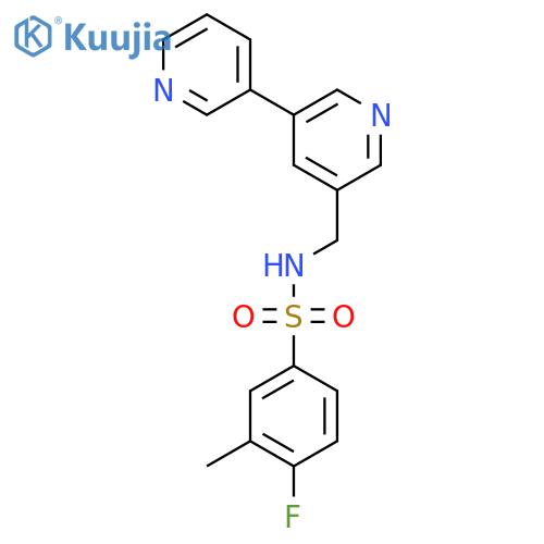 N-({3,3'-bipyridine-5-yl}methyl)-4-fluoro-3-methylbenzene-1-sulfonamide structure