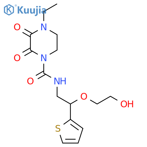 4-ethyl-N-2-(2-hydroxyethoxy)-2-(thiophen-2-yl)ethyl-2,3-dioxopiperazine-1-carboxamide structure