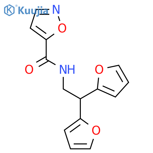 N-[2,2-bis(furan-2-yl)ethyl]-1,2-oxazole-5-carboxamide structure