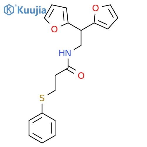 N-[2,2-bis(furan-2-yl)ethyl]-3-(phenylsulfanyl)propanamide structure