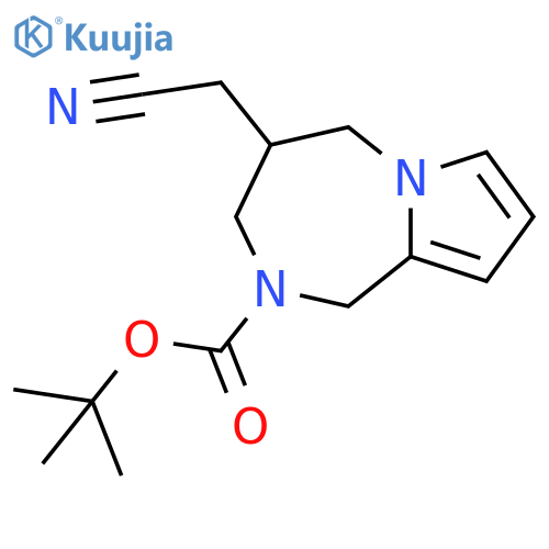tert-butyl 4-(cyanomethyl)-4,5-dihydro-1H-pyrrolo[1,2-a][1,4]diazepine-2(3H)-carboxylate structure
